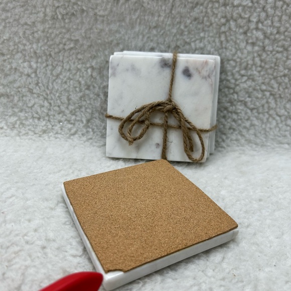 Coasters white square marble 4 made in India handmade 4" x 4" - Picture 3 of 9